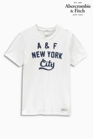 White Abercrombie & Fitch NYC Logo T-Shirt